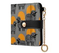 decor gift Women's Folding Wallet With Card Slots Funny Crazy Indian Lambs Gray Convenient Minimalist PU Leather Wallet for Women Boys Girls