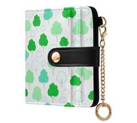 decor gift Women's Folding Wallet With Card Slots Mangas Flax Flower Cloud Green Unique PU Leather Folding Wallet for Men Women Travel