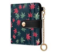 decor gift Women's Folding Wallet With Card Slots Maple Leaf Red Sage Green Convenient PU Leather Card Wallet for Women Boys Girls
