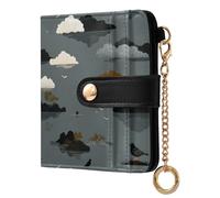 decor gift Women's Folding Wallet With Card Slots Nile Sparrow Cloud Island Gray Portable Premium PU Leather Wallet for Men Women Travel
