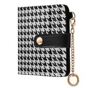 decor gift Women's Leather Folding Wallet Classical Black White Houndstooth Portable Everyday PU Leather Wallet for Women Girls