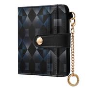 decor gift Women's Leather Folding Wallet Dark Grey Blue Geometic Plaid Fancy Premium PU Leather Wallet for Women Girls