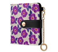 decor gift Women's Leather Folding Wallet England Tudor Rose Purple Fancy PU Leather Folding Wallet for Women