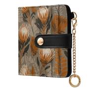 decor gift Women's Leather Folding Wallet Flower Africa King Protea Fern Tan Fancy PU Leather Bifold Wallet for Women Girls