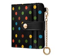 decor gift Women's Leather Folding Wallet Polka Dots Black Rainbow Fancy Premium PU Leather Wallet for Woman Girl