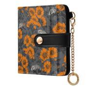 decor gift Women's Leather Folding Wallet Wolverine Poppy Orange and Gray Fancy PU Leather Bifold Wallet for Women