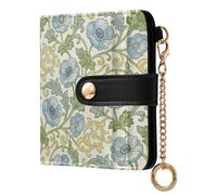 decor gift Women's Minimalist Folding Wallet Blue Poppy Flower William Morris Pattern Unique PU Leather Wallet for Women Girls