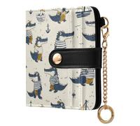 decor gift Women's Minimalist Folding Wallet Hand Draw Ocean Alligators Cute PU Leather Wallet With Card Slots for Women