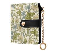 decor gift Women's Small Folding Wallet Retro Beige Flowers William Morris Unique PU Leather Folding Wallet for Women Girls