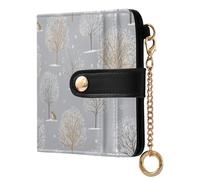 decor gift Women's Small Folding Wallet Wolverine Tree Gray Winter Waterproof PU Leather Folding Wallet for Girls Women Ladies