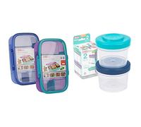 Décor Go Bento Box This Lunch Box with compartments 2L Sectioned Lunch Box is BPA Free & Go Click & Snack Tub Medium 150ml 2 Pack Leak-Proof Food Storage Container BPA Free Dishwasher, 150ml x 2