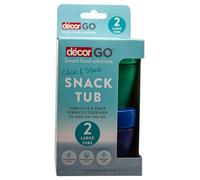 Décor Go Click & Stack Snack Tubs, 2 Pack Leakproof Food Storage Containers, Snack Tubs for Adults and Kids, Freezer & Microwave Safe, 300ml x 2 colours vary green/blue or aqua/purple