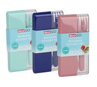 Décor Go Reusable Cutlery Set with Travel Case | Perfect for Camping, Travel & Picnics | 3 Piece Set - Assorted Colours