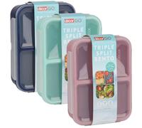 Décor Go Triple Split Bento Lunch, Box BPA-Free, Airtight & Leak Resistant, 3 Compartments to Arrange Meals, Salads, Snacks, Food Prep Container with Lid, Microwave, Freezer & Dishwasher Safe, 1.4L