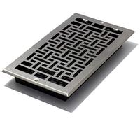 Decor Grates AJL612W-NKL Oriental Floor Register, Brushed Nickel Finish, 6x12