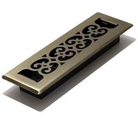 Decor Grates SPH210-A Scroll Design Floor Register, Antique Brass, 2x10 Inches