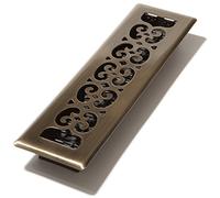 Decor Grates SPH212-A Scroll Design Floor Register, Antique Brass Finish, 2x12 Inches