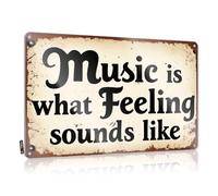 Decor Ideas Waterproof Artwork, Indie Retro Print For Cafe Pub Space | Unique Home Decor Pre-drilled Custom Music Is What Feeling Sounds Like(20X30CM)