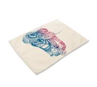 Decor Linen Cotton Placemat, Morbuy Elephant Print 2pcs Western Dining Modern Table Mats Heat Insulation Washable Party Decoration Dinner Kitchen Pad Coffee Coaster (42x32cm,Mandala)
