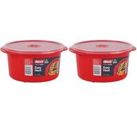 Décor Microsafe 1.5L Round food container. Microwave, freezer, dishwasher safe and BPA Free with air release vent and handles. Master microwave cooking and reheating with Microsafe Red. (Pack of 2)