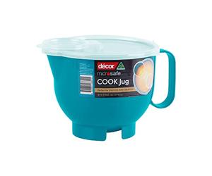 Décor Microsafe 2L Jug with Flip Cap Lid. Cooking, Reheating & Steaming in The Microwave. Safe Hold Handle and air Release Vent Feature. Dishwasher & Freezer Safe. BPA Free. Teal