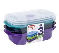 Décor Microsafe Jewel Food Containers Set | 3 Pack - 3 x 900ml | Meal Prep | Steam Release Vent | Microwave, Dishwasher & Freezer Safe | Assorted Colours