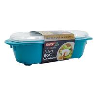 Décor Microsafe Microwave 3 in 1 Microwave Egg Cooker. Omelettes, Sunny Side up or Poached Eggs in Minutes. Microwave, Dishwasher Safe and BPA Free with Safety Hold Handles. Teal.