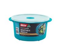 Décor Microsafe Vegetable Steamer designed for quick microwave heating and cooking. Steam meat, fish and vegetables in minutes Dishwasher & Freezer Safe BPA Free 1.5L Capacity - Teal