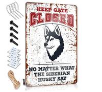 Decor Prints Wall Art - Keep Gate Closed No Matter What The Siberian Husky Say Gift For Nurse Southern Retro Style Decoration For Balcony(20X30CM)
