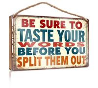 Decor Signs Be Sure To Taste Your Words Before You Split Them Out. Farm House Decorations Wood Sign Decor(23X35CM)