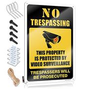 Decor Signs No Trespassing - This Property Is Protected By Video Surveillance Tin Sign Personalized Bar Signs Sports Bar Decor(20X30CM)