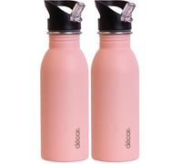 Décor Snap n Seal 500ml Stainless Steel Water Bottle with Straw, BPA Free - Leakproof Metal Flask with Carry Handle for School, Travel, Work & Gym - Ideal Drinking Bottle for Kids & Adults - Pink