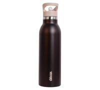Décor Snap n Seal 600ml Stainless Steel Water Bottle with Straw, BPA Free - Leakproof Metal Flask with Carry Handle for School, Travel, Work & Gym - Ideal Drinking Bottle for Kids & Adults - Black