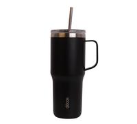 Décor Stainless Steel XL Travel Tumbler Vacuum Insulated for Superior Thermal Performance. Slide Open/Close 2 in 1 Cap for Straw and spout. 24 Hour Cold Rating. Black Extra Large 880ml Capacity.