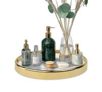 Decor Trends Round Marble Decorative Tray, Multi-Functional Storage Organizer for Vanity, Coffee Table, Jewelry, Perfumes and Home Decor, Luxury Accent Tray