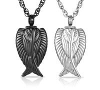 Decor Urns Urn Necklace for Ashes Memorial Cremation Jewelry for Ashes, Angel Wings Keepsake Pendant Ash Holder Stainless Steel Cremation Locket Jewelry for Women Men & Funnel Kit & Bag, S, Stainless