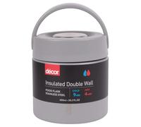 Décor Vacuum Insulated Food Flask | 2-in-1 Hot and Cold Stainless Steel Food Container | 600ml - Grey