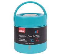 Décor Vacuum Insulated Food Flask | 2-in-1 Hot and Cold Stainless Steel Food Container | 600ml - Turquoise