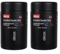 Décor Vacuum Insulated Food Flask, Stainless Steel Insulated Food Flask, Ideal To Carry Lunch, Coffee, Porridge, Curry, Soups, Leak-Proof, BPA-Free, Reusable, Keeps Food Hot & Cold, Black, 520ml