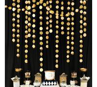 Decor365 Gold Circle dots Garland Party Decorations Paper Polka Dots Streamers Hanging Decor Backdrop Bunting Wedding/Birthday/Baby Shower/Graduation/New Year/Christmas/Home/Garden/Barbecue/Doorway