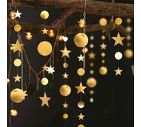 Decor365 Gold Twinkle Little Star Party Garlands Glitter Hanging Moon Stars Decorations Kids Birthday Bday Streamer Baby Shower Wedding Decor Ramadan EID Graduation Party Supplies