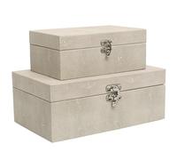 DECOR4SEASON Faux Shagreen Leather Decorative Storage Boxes Set of 2, Ivory
