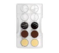 Decora 0050119 Smooth and Serrated Round Chocolate Mould 10 CAV Ø33X4HMM, Policarbonato