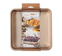 Decora, 0070102 Gold Line Square Baking Mould 24.5 x 24.5 x 5.5 cm, Ideal for Making Baked Goods, Robust Non-Stick Metal