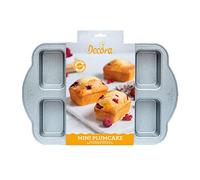 Decora, 0075035 Mini Plumcake Mould, Non-Stick Steel, 8 Cavities 9.5 x 6.3 x H 3.5 cm, for Baking PlumCake Evenly