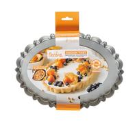 Decora 0075055 Tart Mould with Moving Bottom 29 x 20 x 3 H cm, Non-Stick, Oval Steel, for Easy Demoulding, Professional Design Registered, Patented