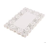 DECORA 200 Pieces White Rectangle Lace Paper Doilies Placemats for Wedding Tea Party and Baking 14x10 Inch