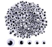 DECORA 500 Pieces 6mm -12mm Black Wiggle Googly Eyes with Self-Adhesive Backs for DIY Crafts Doll Making Sewing Supplies