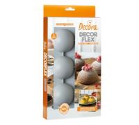 Decora 9260434 Flexible Silicone Mould, High Quality, 6 Cavities, Half Ball Diameter 70 x 35 H mm, Ideal for Making Sweets or Savoury Preparations Both Oven and Fridge