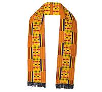 Decora Apparel African Clothes for Men Cotton Scarf, Graduation Stole, African Head Scarf Kente Fabric, Long P01, 6x60 Gold Red, One Size